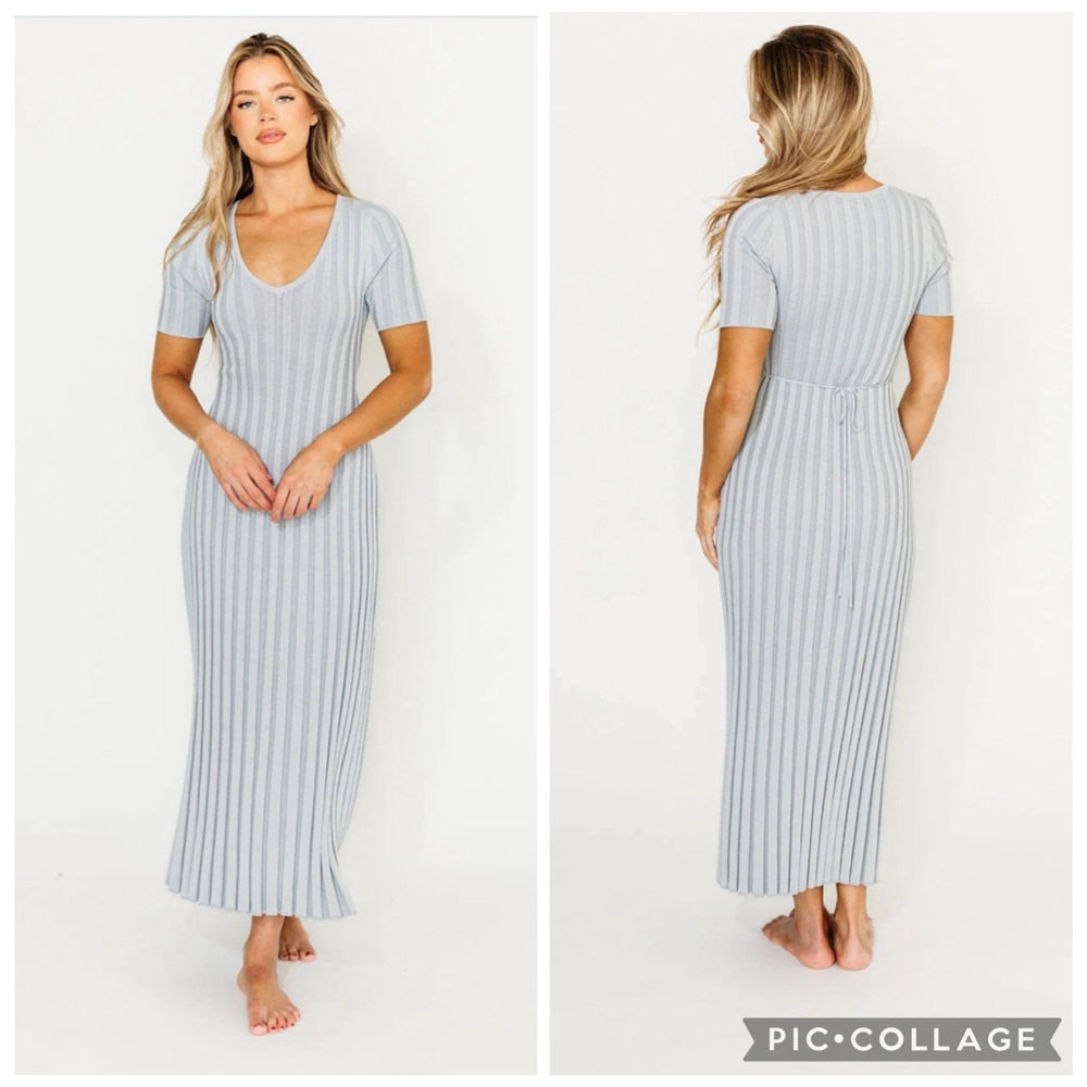 Worth Collective Light Blue Knit Maxi Dress
